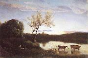 Jean-Baptiste Camille Corot L'Etang aux trois Vaches et au Croissant de Lune Sweden oil painting artist